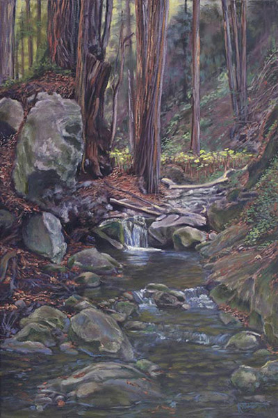 Big Sur California Painting of Redwoods